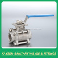 Sanitary manual three pieces female threaded ball valves